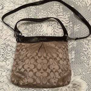 Coach Tan and Brown Signature Daisy Hobo bag